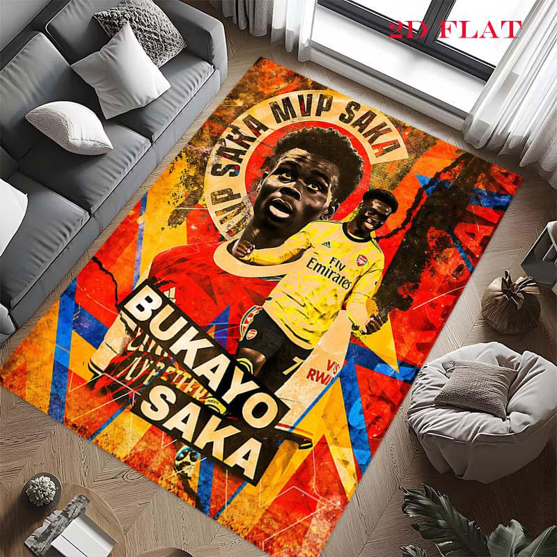 Bukayo Saka Glory Poster Carpet Rug for Living Room Bedroom Home Sofa Decoration,Kids play Nonslip Floor Mat