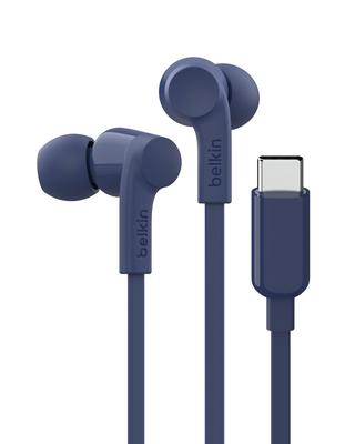 Проводные наушники Belkin SoundForm с разъемом и микрофоном для iPhone, iPad, Galaxy и других устройств с разъемом, синие, внутриканальные, USB-C - 16, Mini, S24,