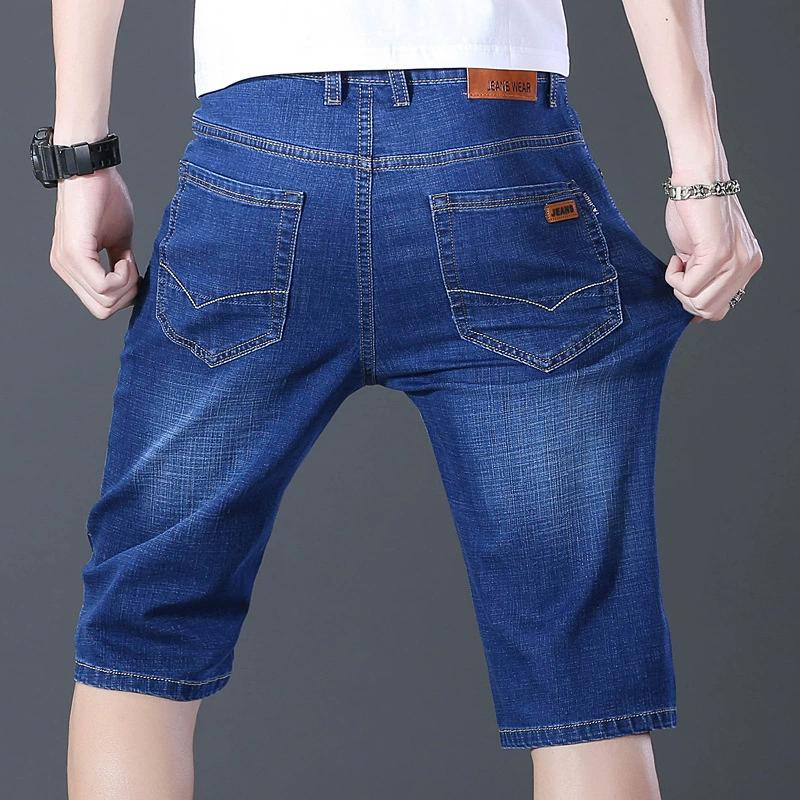 Summer Men Fashion Denim Shorts Men's Slim 5 Points Pants Casual Five Sports Shorts Loose Straight Skinny Trousers Plus Size