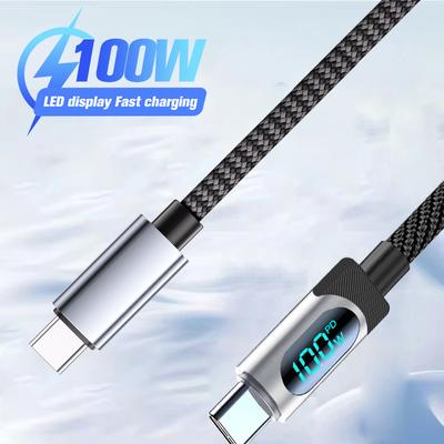 Кабель Type C - Type C 100 Вт PD для быстрой зарядки, зарядное устройство USB C - USB C, дисплейный кабель для iPhone 16 15, Xiaomi, Samsung, Huawei