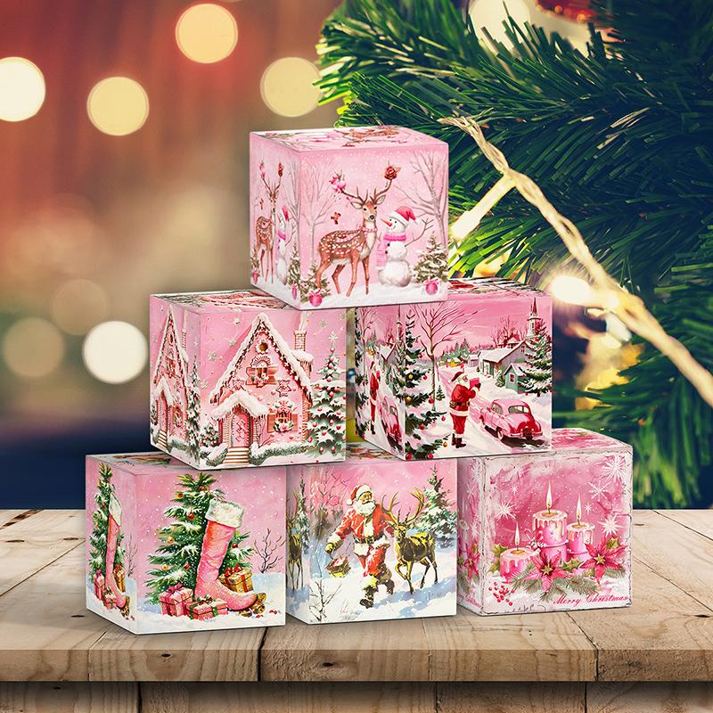 6 шт. Рождественские подарочные коробки со снеговиком и Санта-Клаусом, упаковочные коробки для шоколадных конфет для украшения вечеринки на Рождество