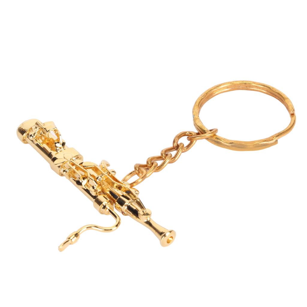 Mini Bassoon Shape Key Chain Adorable Brass Key Ring Pendant Gift Musical Instrument Keychain Gold