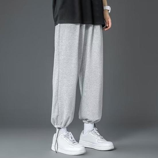 Мужские брюки весна-осень с завязками на талии и эластичным поясом, прямые, широкие, прямые, больших размеров, однотонные, свободные, уличные, спортивные брюки