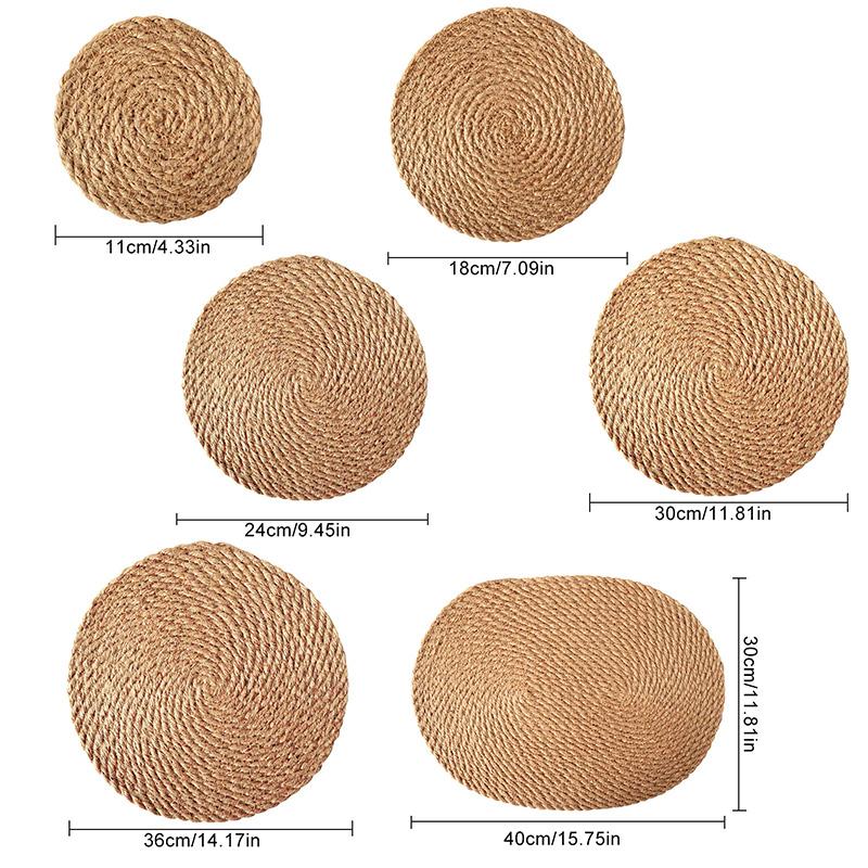 Hand Woven Insulation Pad Simple Natural Hemp Rope Placemat Countryside Linen Placemat