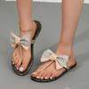 2024 Высококачественная женская обувь Летние женские тапочки Модные женские туфли на плоской подошве с бантом и отворотом на носке Большие размеры