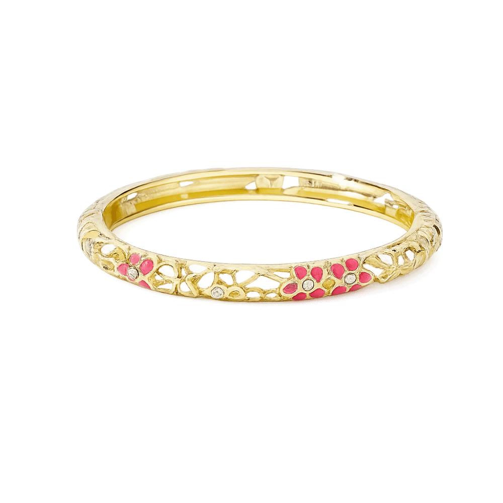 Traditional Flower Crystal Bangle Colorful Women's Hand Bracelet Vintage Cloisonne Bangle  Ladies