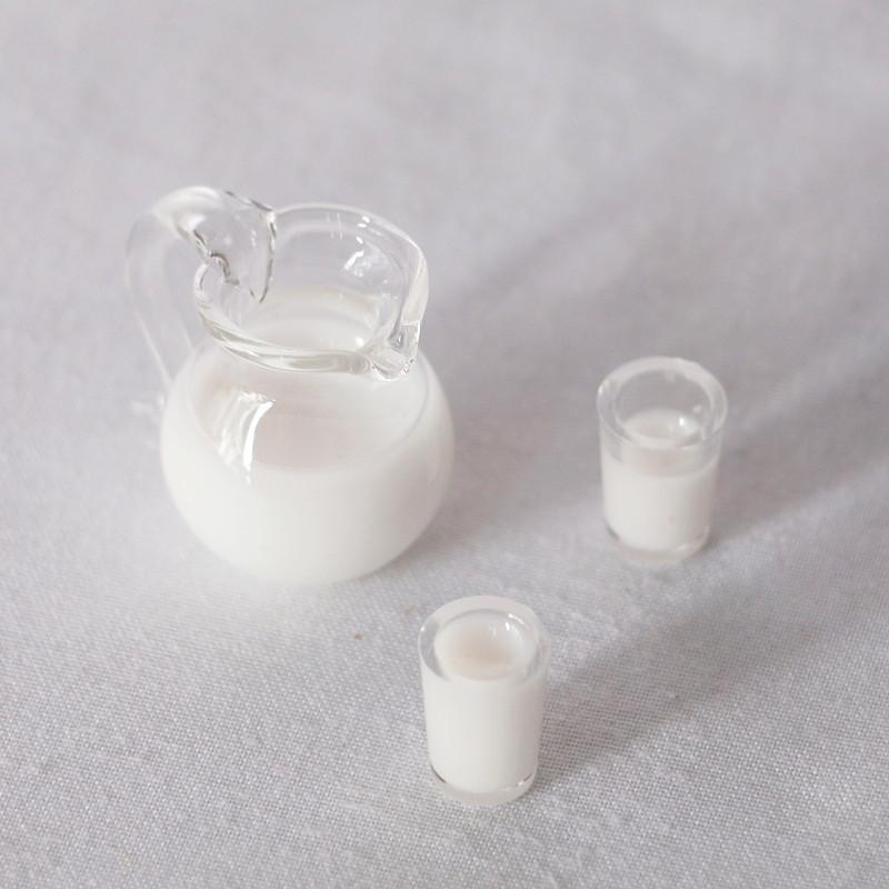 Mini Simulation Juice Milk Glass Pot Cup Combination Resin Miniature Kitchen Theme Micro Landscape Decoration Home Decoration