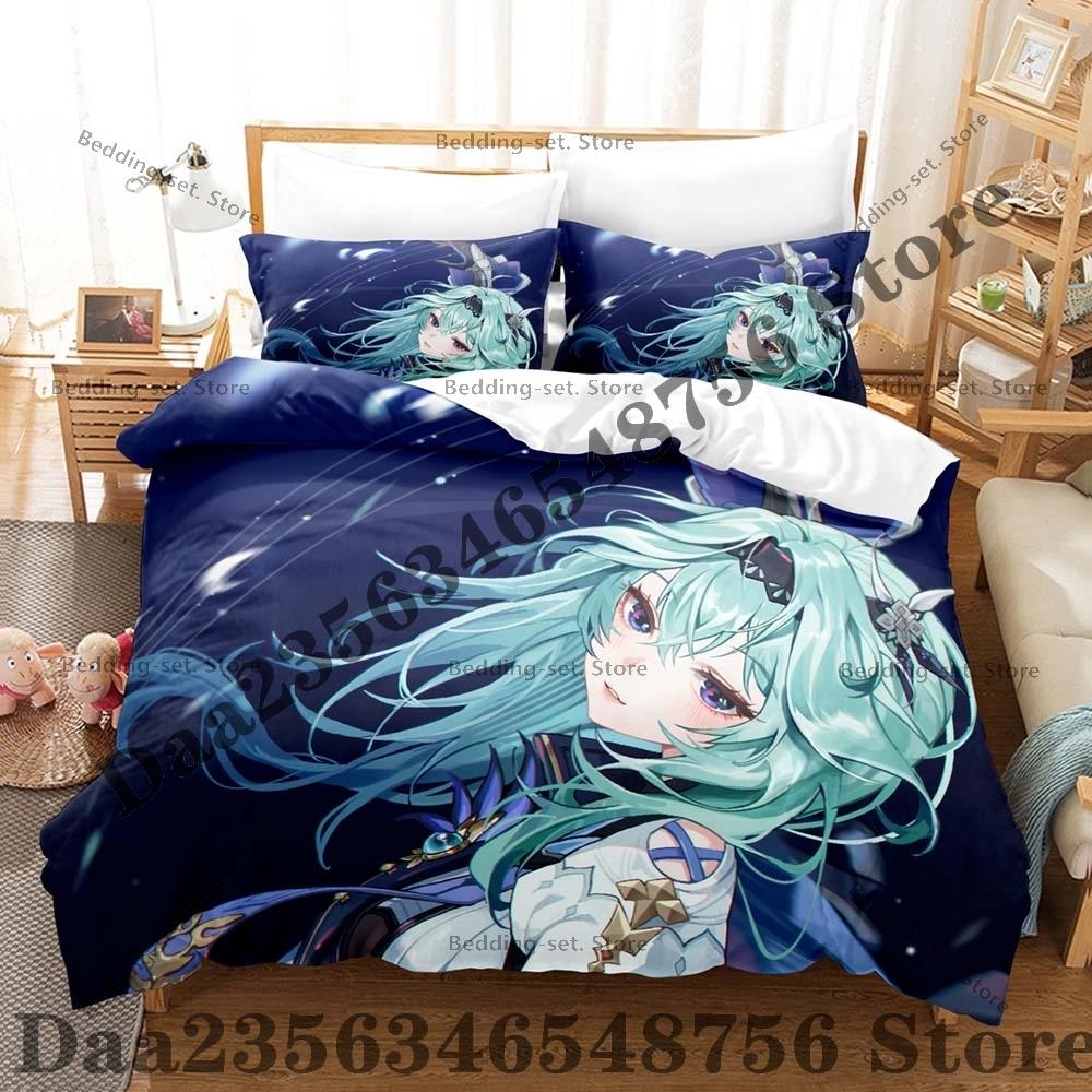 Personality Genshin Impact Eula Anime Bedding Set New 3D Print Duvet Cover Pillowcase Soft Microfiber Single Twin Queen King Siz
