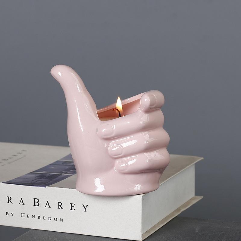 Creative Hand Candle Cup Ceramic Candle Empty Cup Soybean Wax Container Aromatherapy Candlestick Decorative Ornament