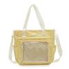 Large Capacity Itabag Zipper Canvas Shoulder Bag Portable Transparent Pocket Handbag  Women