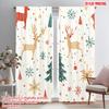 2pcs,2D Plane Printing Curtain Fabric Christmas Trees Snowflakes Deer Bauble (3) Versatile 100% Polyester (without Rod) Holiday
