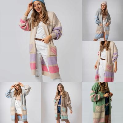 Повседневный минималистичный кардиган, вязаная верхняя одежда для женщин