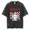 Anime Demon Slayer Tanjirou Nezuko Zenitsu Inosuke Cute Graphic Tshirt Men Women Washed Cotton T-shirts Harajuku Male Manga Tops