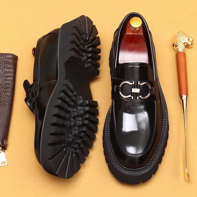 [Распродажа] Мужские деловые повседневные мокасины из коровьей кожи - британские слипоны на толстой подошве