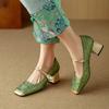 Туфли на высоком каблуке в китайском стиле с юбкой на среднем толстом каблуке женские новинка 2025 года весна-лето вечерние туфли Мэри Джейн во французском стиле