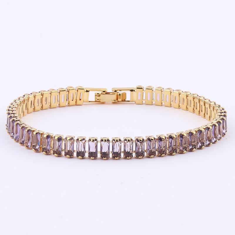 18K Gold Plated Cubic Zircon Adjustable Colorful Bracelets For Women Girls Rainbow CZ Jewelry Best Birthday Party Wedding Gift