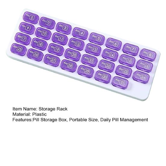 Monthly Pill Organizer with Removable Pocket-Sized Storage Box Snap Lid Storage Case for Daily