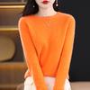 Women's Rolled Hem Round Neck Sweater,, 30% Cashmere 70% Wool, Winter Knitted Pullover Autumn Sweater Cashmere Sweater