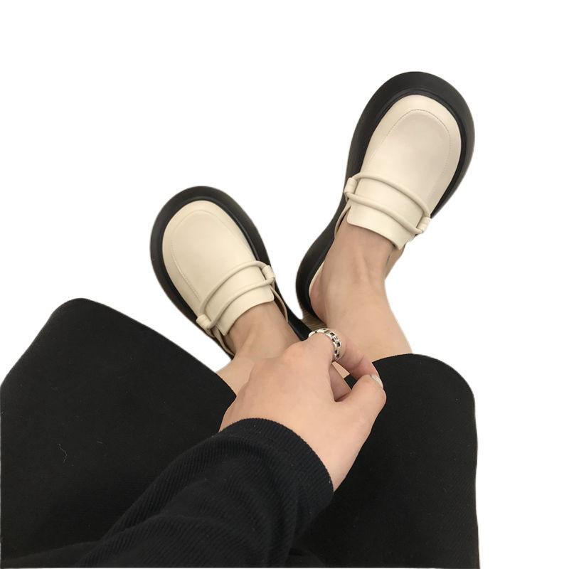 Японские ретро туфли с большой головой на платформе с одной педалью туфли Muller весна-лето 2024 новые тапочки с сумкой на голову женская верхняя одежда