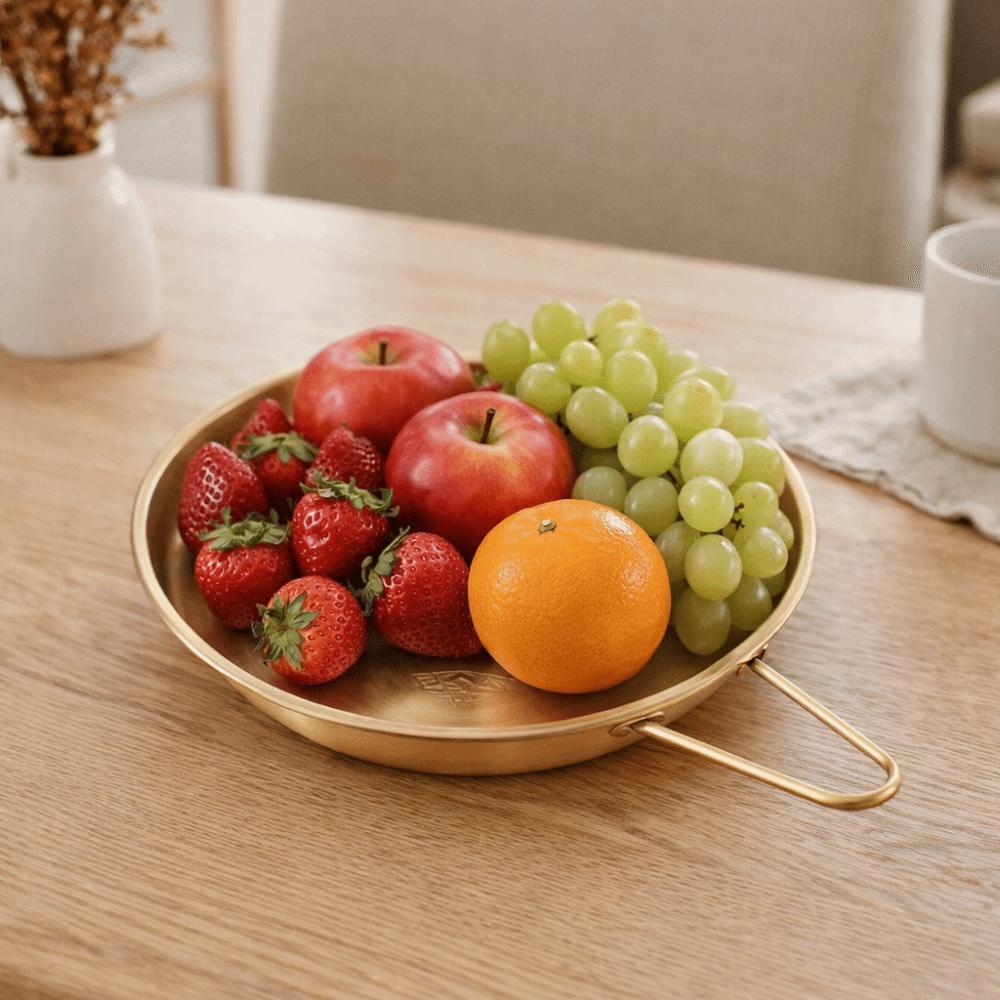 with Handle Stainless Steel Plates Round Serving Plate Tableware Barbecue Dish Outdoor Dining