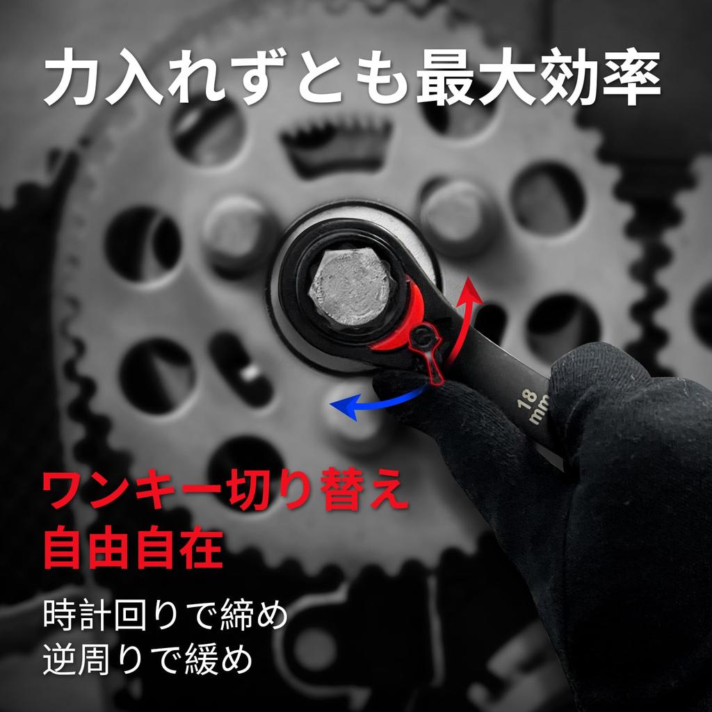 Ratchet Wrench for DIY Convenient Reversible Wrench Set Tough Black Finish Steel by Includes Wax Perfect Day Gift 72-tooth Mechanics, Storage