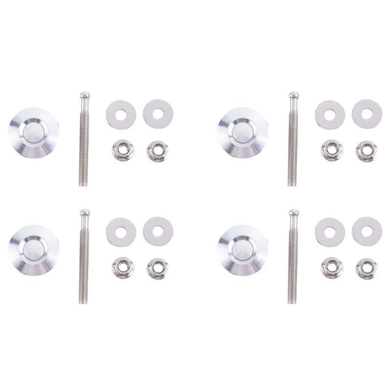 2X Long Push Button Quick Release Hood P Bonnet Lock Clip Latch Bumper Kit