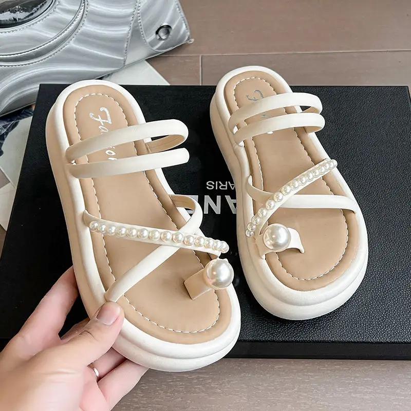 Модные женские сандалии Платформа Женская обувь Черный Повседневный Летний 2025 Удобная обувь Комфорт в ассортименте Обувь Оптом Корея Сандалия