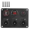 For Car Marine RV 12V Cigarette Lighter Plug Socket Power Outlet Toggle Switch 4.2A Multi Panel LED Voltmeter Dual USB Charger 6 In 1