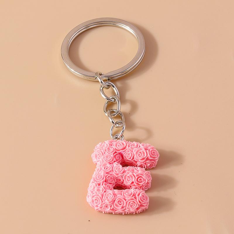 New Creative Flower Initial 26 Letter Keychain A-Z Alphabet Keyring Pendants for Women Girls Handbag Decor Jewelry Accessories