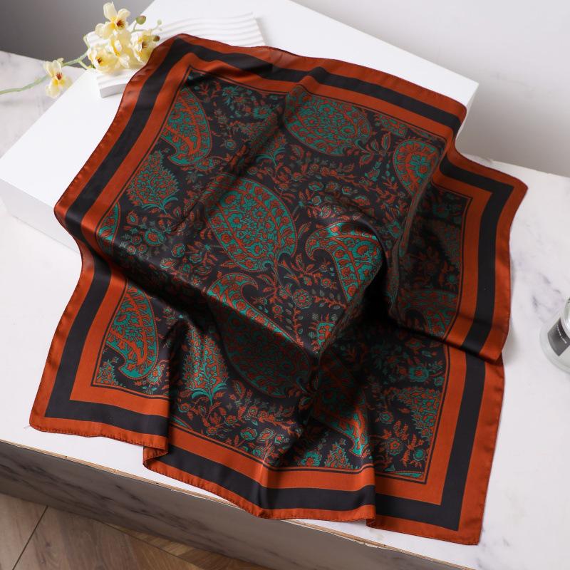 Шелковый женский квадратный шарф - Китайский стиль платок на голову для весны, лета, осени - Защита шеи и согревающий - Элегантный тонкий стиль для мамы