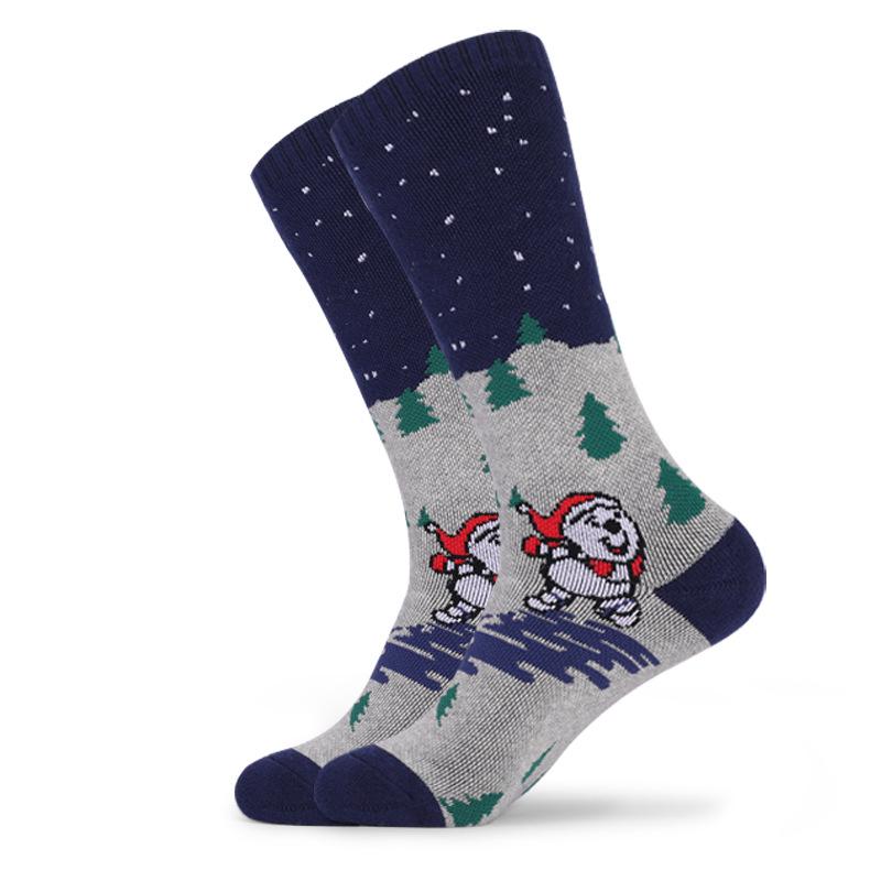 Two Wolves Kids' Winter Knee-High Ski Socks - Terry Bottom, Thick, Sweat-Absorbent, Warm with Christmas Tree Design
