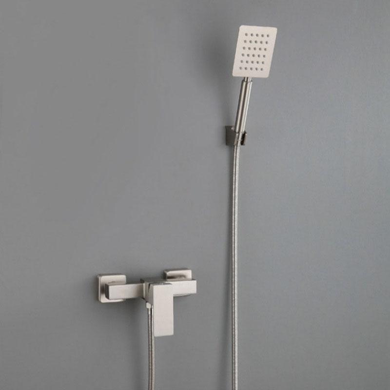 Душевой набор из нержавеющей стали 304, никелированный, смеситель горячей и холодной воды, душевой кран, квадратный смеситель для ванны, набор душевых кранов