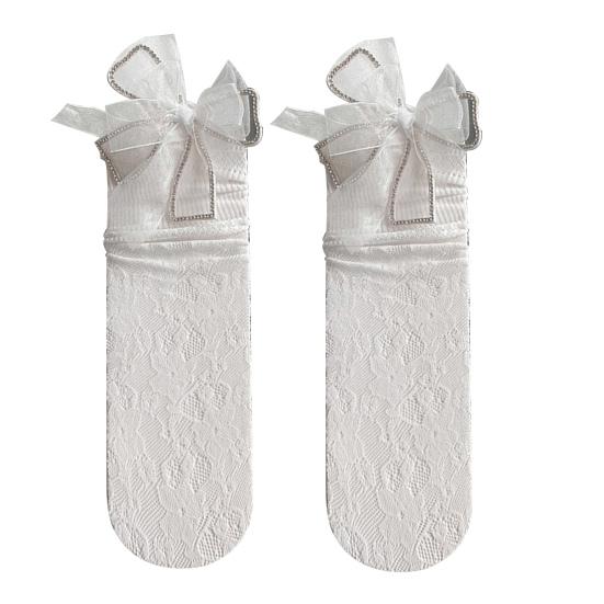 1 Pair Calf Socks Lace Hollow Breathable Japanese Style Bouncy Daily Wear Velvet Bow-knot Children's Socks Birthday Gift