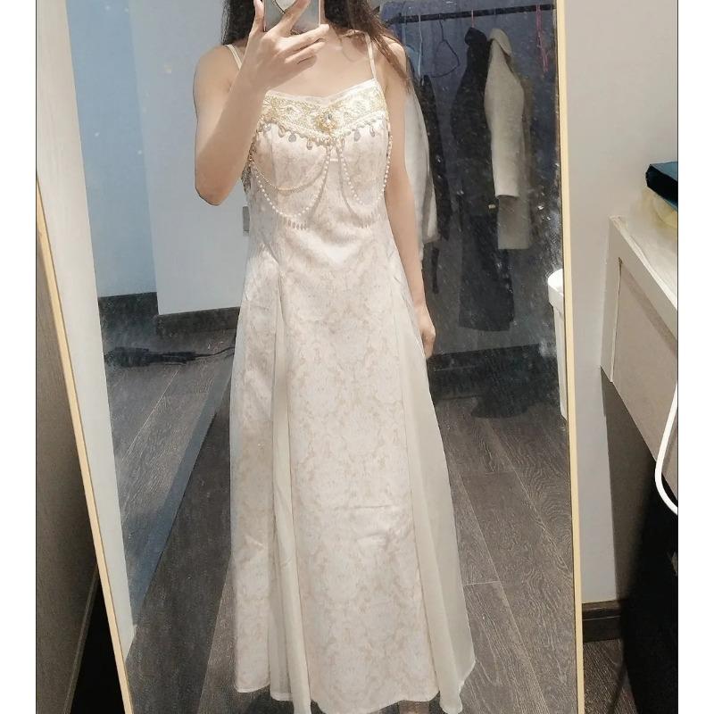 Элегантное платье в стиле дворца со стразами и бисером на бретельках, сексуальное жаккардовое платье для женщин