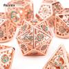 7 Pcs Red Green Gear Wheel Metal Dice Hollow Metal Polyhedral Dice Set Suitable for Role-Playing RPG  Board Game Card Game