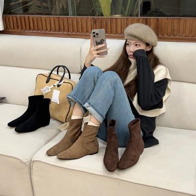 Сапоги-ботильоны на скрытой платформе, с острым носком, женская обувь осень-зима 2025, новые французские универсальные маленькие ботильоны