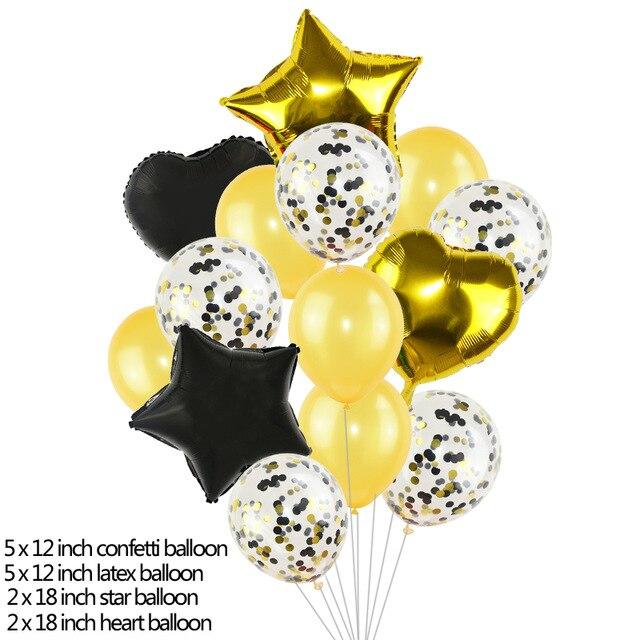 14 шт. / Компл. 18 дюймов сердце звезда фольга шары 12 дюймов латексное конфетти гелиевый воздушный шар многоцветный день рождения