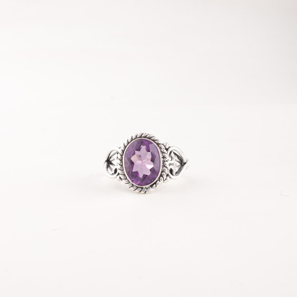 African Amethyst Gemstone 925 Sterling Silver Jewelry Handmade Partywear Ring RR-8-7