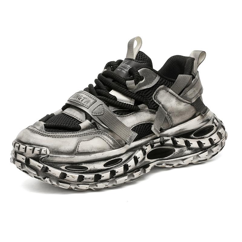 Colored and old Hong Kong style niche light luxury low-top thick-soled cushioning sports shoes non-slip and wear-resistant dad shoes