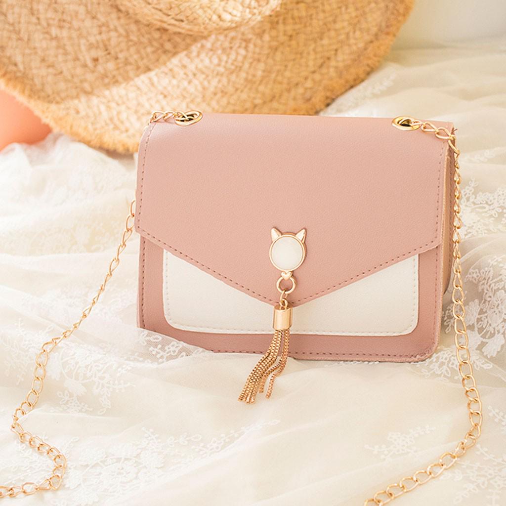 Женский чехол с бахромой на плечо, маленькая квадратная сумка, сумка для мобильного телефона с кошкой