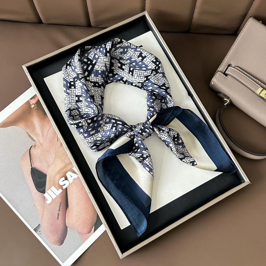 Шелковый шарф женский модный универсальный высокий смысл 70 квадратный шарф защита шеи шарф ретро шарф сумка