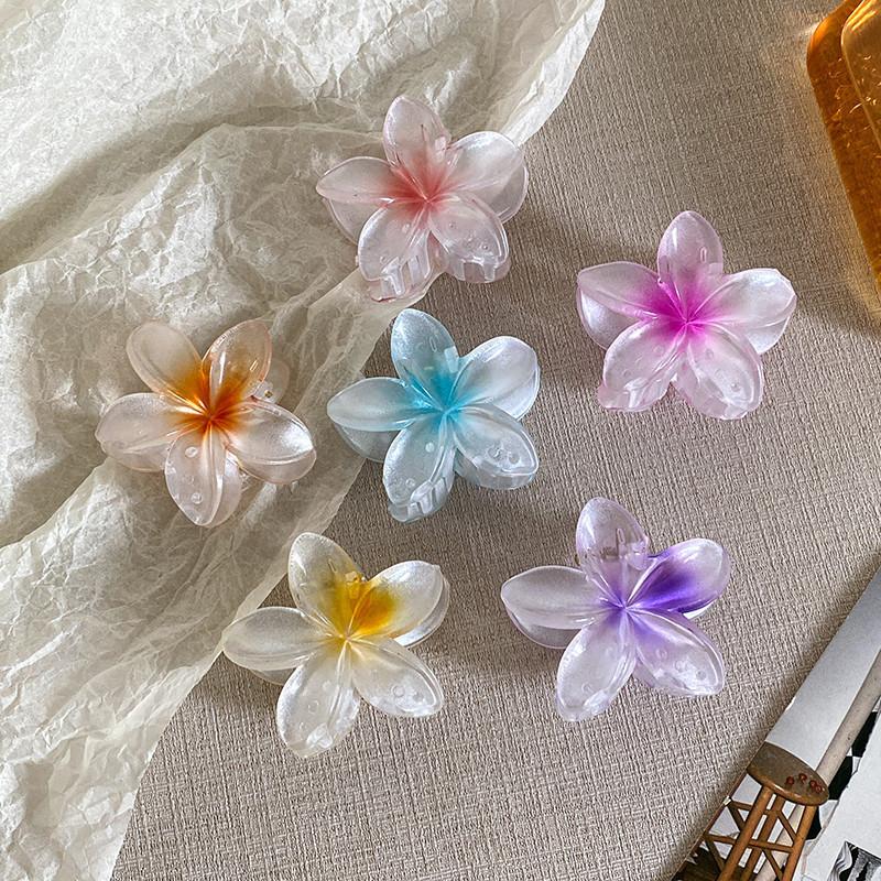 6cm Acrylic Gradient Frangipani Hair Clip Women Korean Sweet Shark Clip Hair Accessories