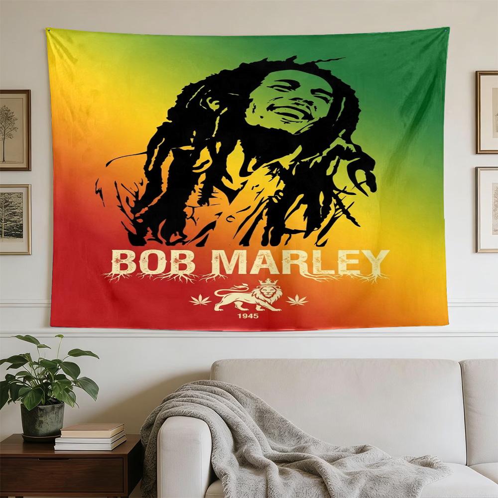 Bob Marley Reggae Music Legend Polyester Wall Hanging Tapestry, Aesthetic Home Decor for Bedroom Dorm Photo Backdrop