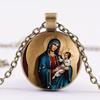 Стеклянная подвеска Девы Марии и Младенца Иисуса, христианское украшение, унисекс ожерелье для подарка