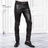 Мужские брюки из искусственной кожи, облегающие, однотонные | Модный стиль мотоцикла | Эластичные, прочные | Повседневная одежда | Сочетание с куртками, рубашками