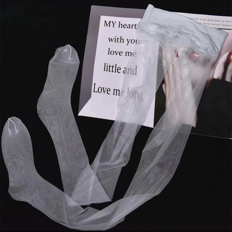 Женские прозрачные чулки, ультратонкие нейлоновые колготки 0D, бесшовные колготки, прозрачные чулки