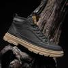 2025 Autumn New Men Leather Boots Street Fashion High Tops Leather Casual Shoes Man Outdoor Ankle Boots