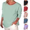 Fashion Women's Casual Solid Color Round Neck Long Sleeve Loose T Shirt Tops