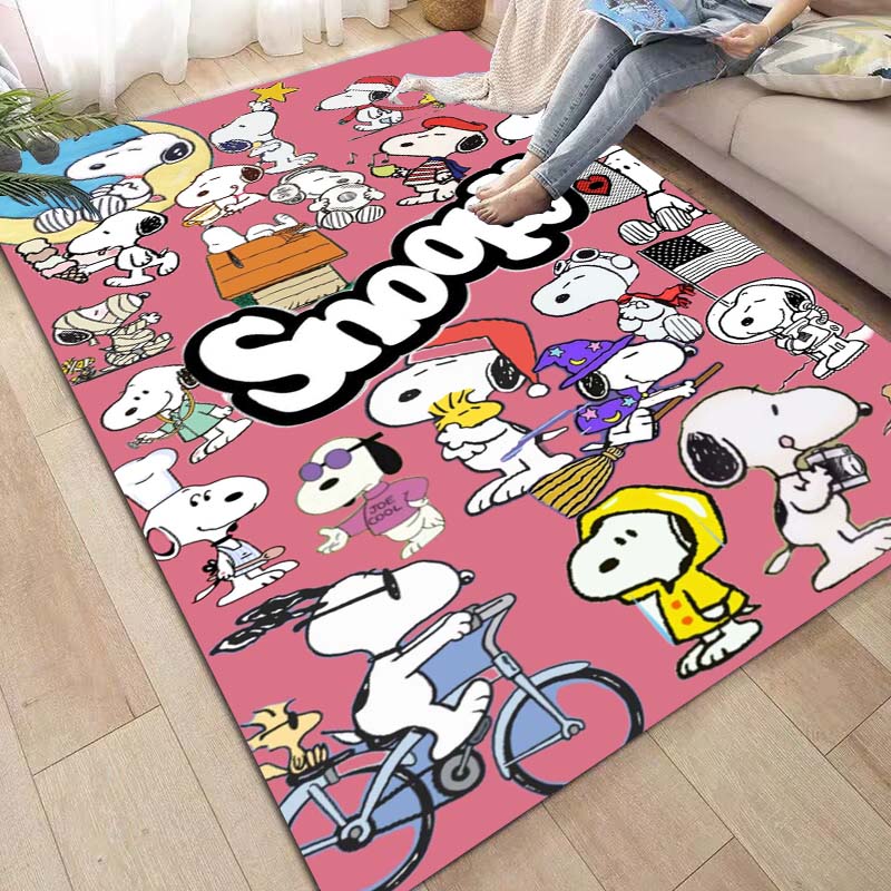 Non-slip area rug for living room with Snoopy cartoon design, soft rug for bedroom, children's playroom, sofa, home decor, doorm