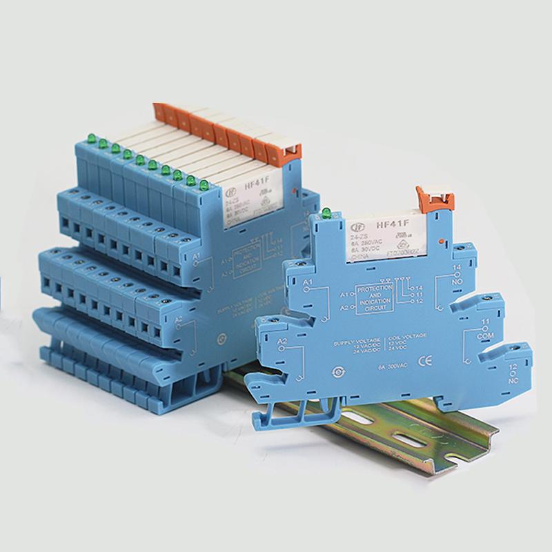 Реле 6A 1CO 41F-5-ZS 41F-12-ZS 41F-24-ZS 5V 12V 24V Крепление на DIN-рейку со светодиодом Высокочастотное Ультратонкое Тонкое/SSR Реле